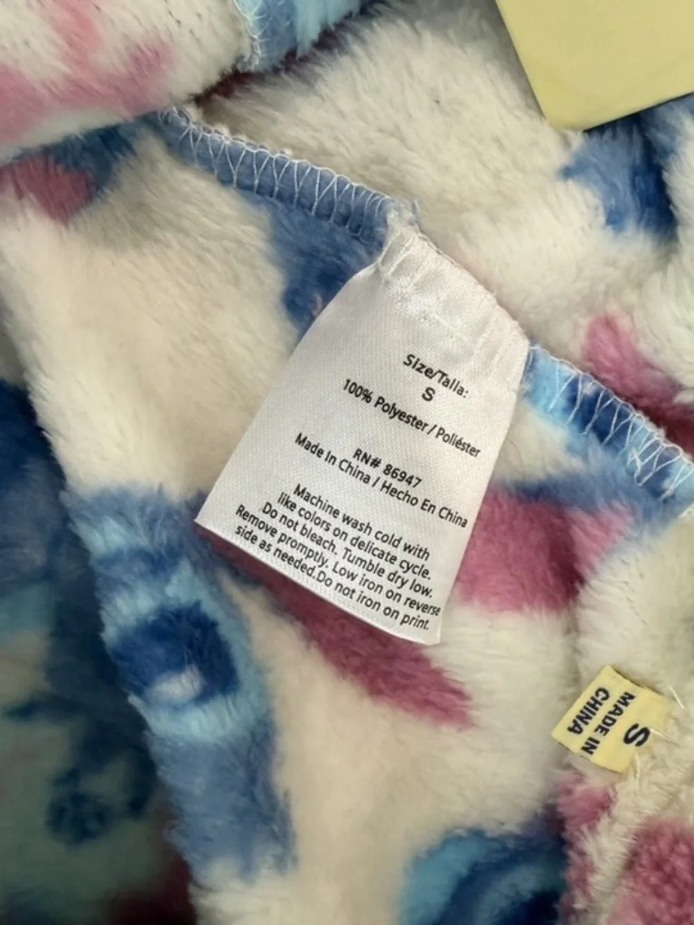 Disney Stitch Print Blue Colorful Pajama Bottoms Pants Cozy Warm Size Small NEW - Picture 3 of 4